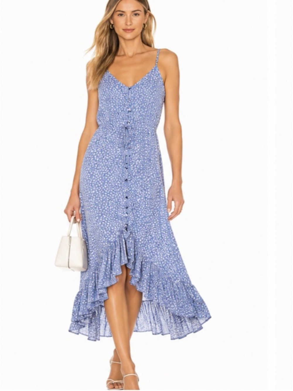 Rails Frida Sky Blue Daisies Ruffle Midi Dress Large
